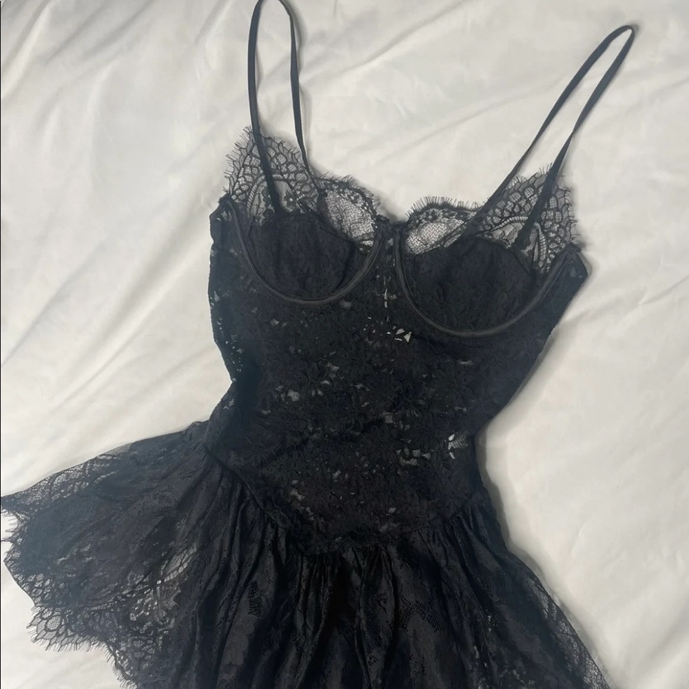 SOLD - Black Lace Corset Style Madonna Dress - Picture 5 of 6